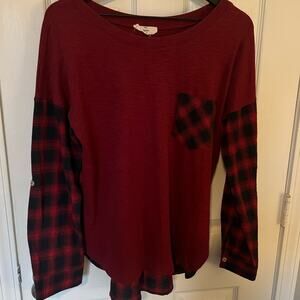 Red/Navy Blue Plaid Long Sleeve